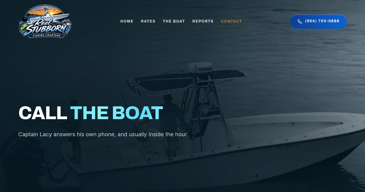 Reel Stubborn contact and booking page, live