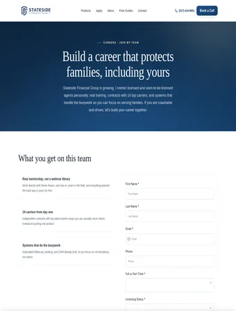 Become an Insurance Agent recruiting page, live