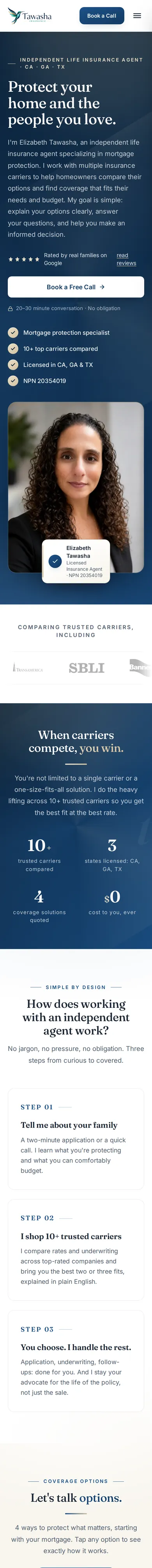 Same-day capture of the live Tawasha Insurance homepage at iPhone size
