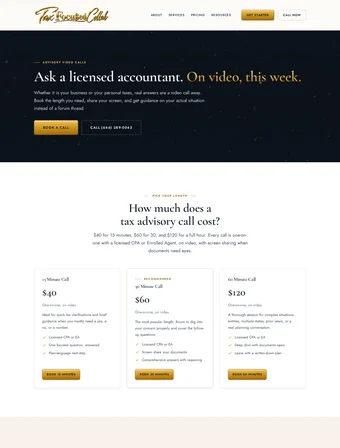 Tax Advisory page of the redesigned Tax Focused Collab site