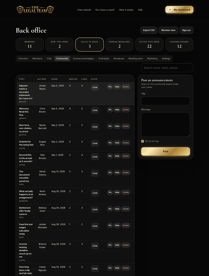 Admin community moderation tab