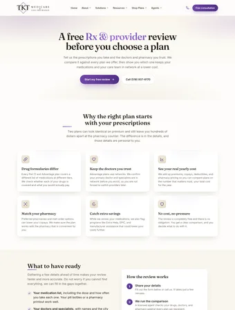 Rx and Provider Lookup page of the redesigned TKT site