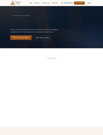 Client Portal page of the redesigned Trinity Tax Services site