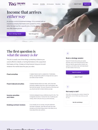 Annuities page of the new Triumph Wealth Group site