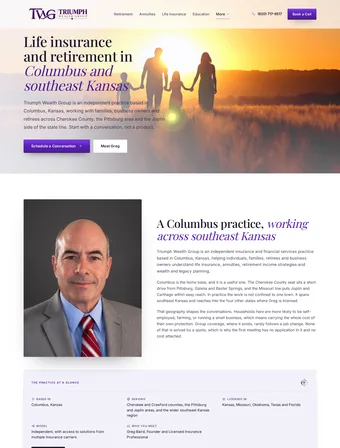 Columbus, KS Insurance page of the new Triumph Wealth Group site