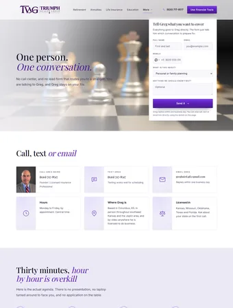 Contact page of the new Triumph Wealth Group site