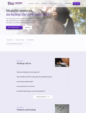 FAQ page of the new Triumph Wealth Group site