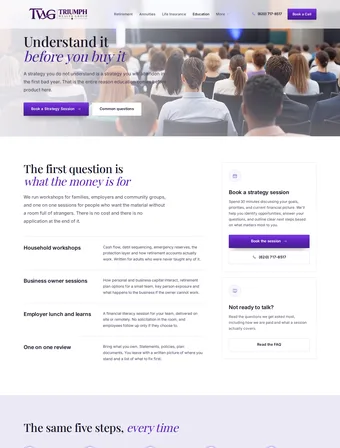 Financial Education page of the new Triumph Wealth Group site