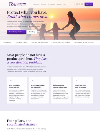 Homepage page of the new Triumph Wealth Group site