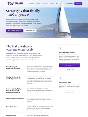 Retirement Planning page of the new Triumph Wealth Group site