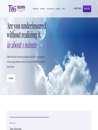 Life Insurance Coverage Gap tool on the new Triumph Wealth Group site
