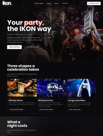 Book a Party page of the redesigned IKON site